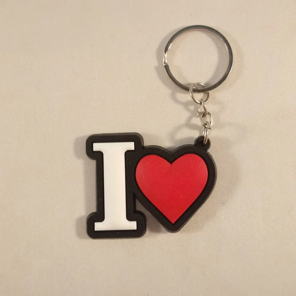 New Silver I Heart + Sunflower Keychain Key Ring Lot of 2 Party Gift